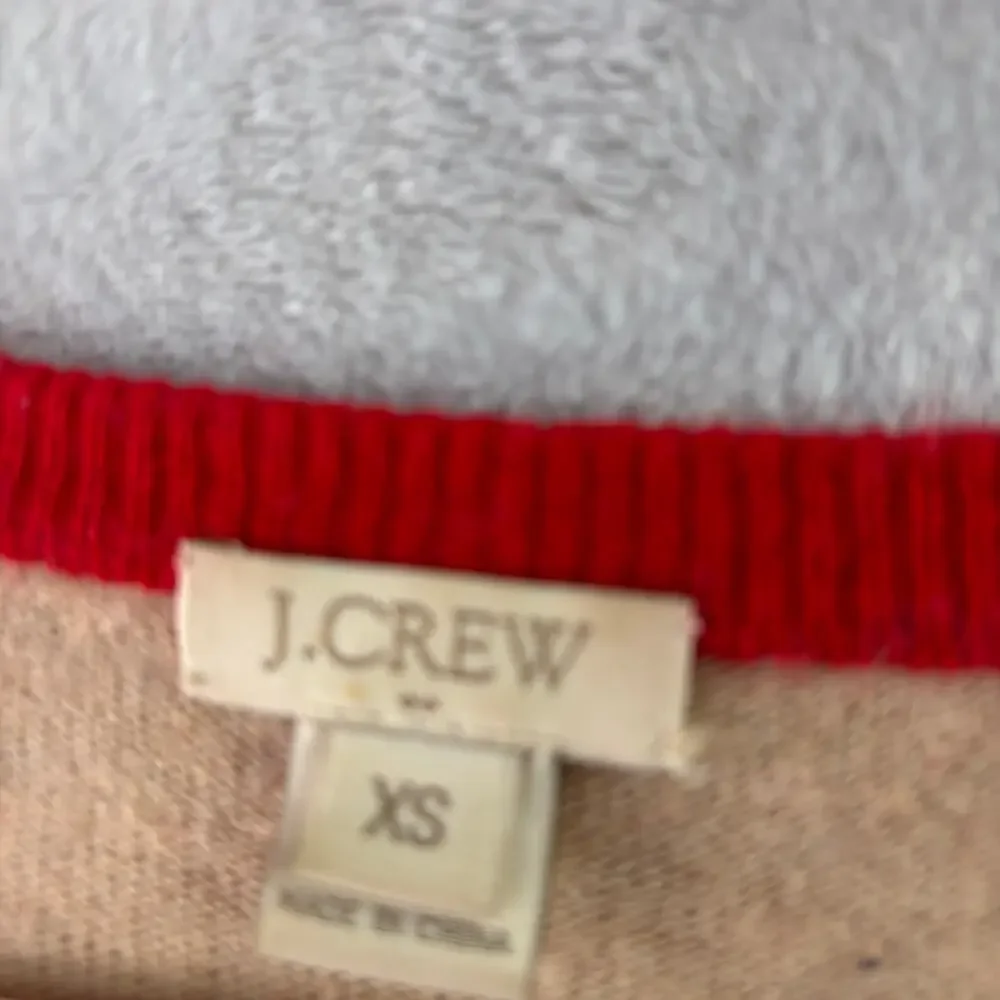 J. Crew Colorblock Red & Tan Side-Button Crewneck Sweater w/ Elbow Patches • XS
